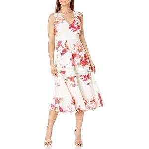 Taylor Dresses Women's Petite Sleeveless V-Neck Floral Print Midi 2P
